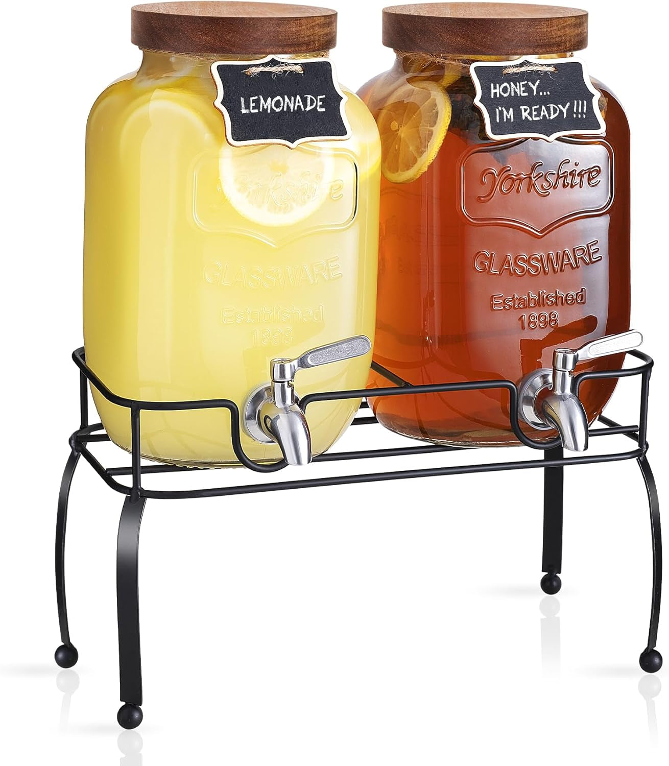 1-gallon-glass-drink-dispenser-for-parties-with-stand-2-pcs-leak-proof-stainless-steel-spigot-acacia-lid-beverage-dispenser-for-parties-and-gatherings-sun-tea-jar-lemonade-stand