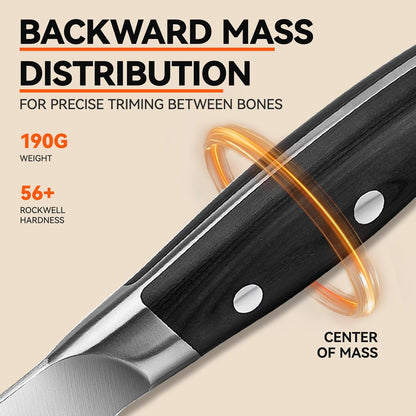 Boning Knife, 6 Inch Fillet Knife for Trimming Fat from Meat, Deer Skinning, Full Tang Handle, High Carbon German Steel, for Poultry Lamb Meat Cutting - Black Hawk Series5