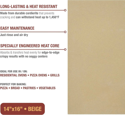 Pizza Kitchen Rectangular Pizza Stone for Oven and Grill, 14X16-Inch2