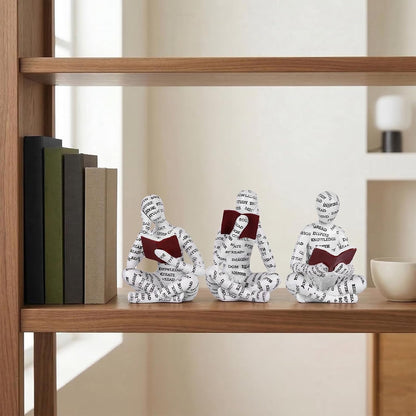 Bookshelf Decor Thinker Statue Set of 3, Abstract Reading Figurines for Bookcase, Reading Nook Decor, Office Bookshelf Decor, Living Room, Coffee Table, Shelf, Desk Decor5