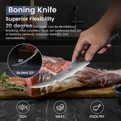 Butcher Knife Set, Cleaver, Breaking & Boning Knife for Meat & BBQ | Japanese Style High Carbon Steel Kitchen Knives Set for Brisket Slicing, Wenge Wood Full Tang Ergonomic Handle, Ideal Gift3