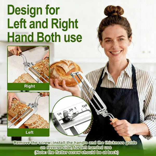 2026 Upgrade Adjustable Bread Knife, Bread Slicer for Homemade & Sourdough Loaves, Razor-Sharp Cutter for Crusty Sourdough & Baguette with Precision Thickness Guide, Best for Bakers (Yellow)7
