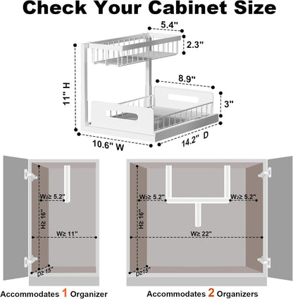 under Sink Organizer, L-Shaped 2 Tier Pull Out Cabinet Organizer2
