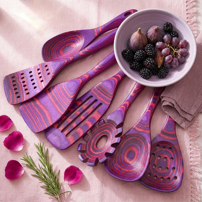 7 PCS Byzantium Pakkawood Utensil Set, Non-Stick Wooden Spoons for Cooking2