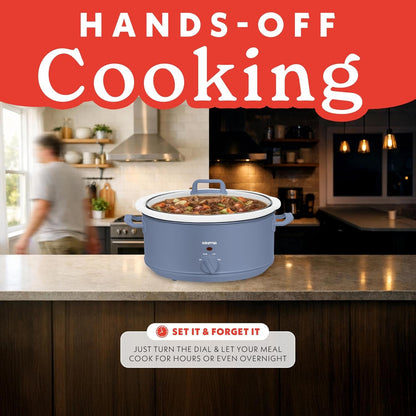 Slow Cooker - 7 Quart Removable Ceramic Pot, Manual Controls with 3 Temperature Settings, Dishwasher Safe Crock and Glass Lid, Lavender3
