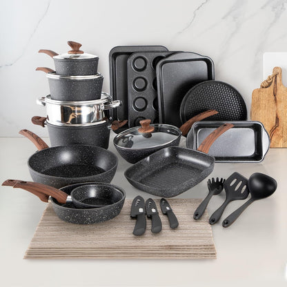 30 Pcs Pots and Pans Set Non Stick, Granite Induction Cookware | Compatible with All Cooktops, 100% PFOA, PFOS, and Toxin-Free, Even Heat Distribution9