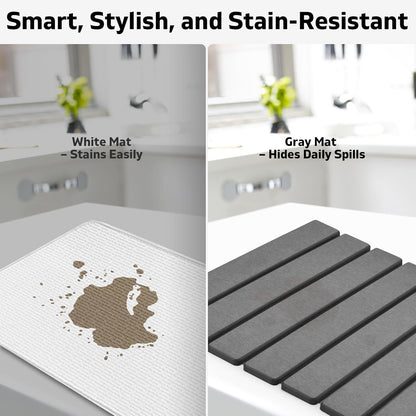 Large Stone Dish Drying Mat for Kitchen Counter – 24"(L)×16 "(W) Foldable Super Absorbent Diatomaceous Earth Dish Drying Mat, Kitchen Counter Mats for Plate Rack, Cups, Match Any Countertop - Gray5