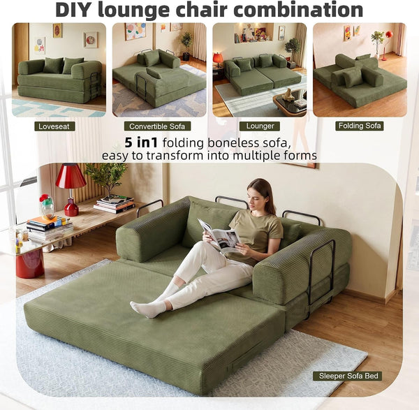 59In Boneless Couch Convertible Futon Sofa Bed Queen for Small Space3