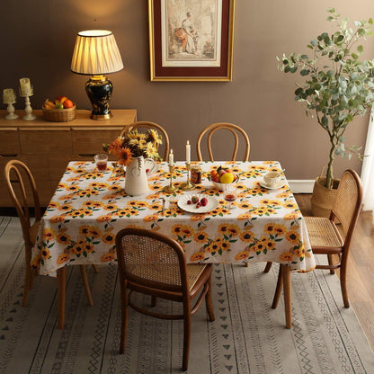 Sunflower Tablecloth,Orange Floral Table Cloth for Rectangle Tables,Waterproof Resistant Flower Table Cover for Kitchen Dining Room (60 X 120 INCH)3