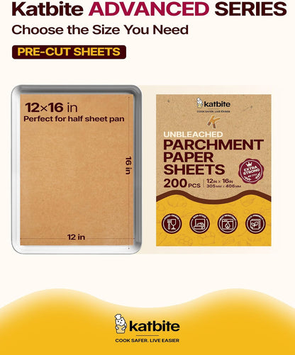 200Pcs 12X16 in Unbleached Parchment Paper for Baking, Precut Parchment Paper Sheets, Heavy Duty Flat Baking Paper, Half Sheet Baking Sheets for Baking Cookies, Cooking, Air Fryer, Oven | Heavy Duty and Non-Stick Extra Strong Parchment Paper Sheets for Baking for Air Fryer, Grilling, Steaming3