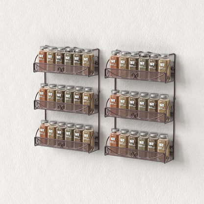 3 Tier Wall Mounted Hanging Spice Rack, Bronze, 2 Pack5