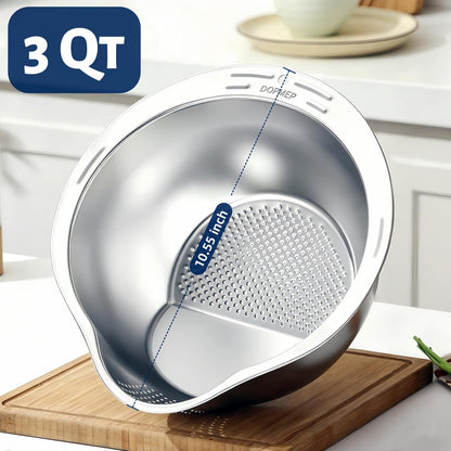Rice Washer Strainer Bowl Stainless Steel Colander with Side Drainer | Ideal for Soaking, Washing, Cleaning, and Rinsing Rice, Fruits, Vegetables & Beans, Versatile Kitchen Tool6