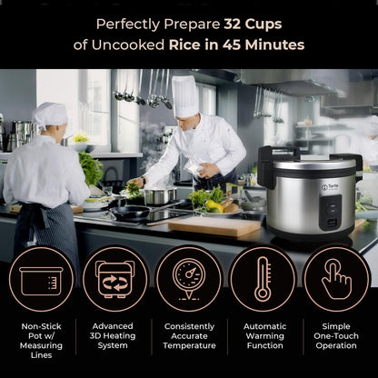 TK Commercial Rice Cooker 64 Cup - Large Capacity Nonstick Pot - Auto Warm | 32 Uncooked Cups Ready in 45 Min; 3D Heating for Evenly Cooked Rice; Stainless Steel Body; Swappable TK Pot; Cup & Scoop2