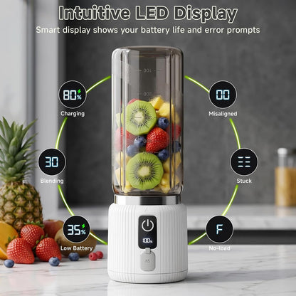 Portable Blender, Smoothie Blender with LED Display, 17 Oz, White | 8 Blades, LED Display, USB-C Charging, Blender for Smoothie, Shake and Protein, Cordless, Perfect for Home, Travel, Office3