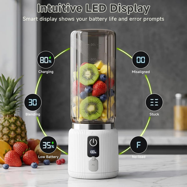Portable Blender, Smoothie Blender with LED Display, 17 Oz, White | 8 Blades, LED Display, USB-C Charging, Blender for Smoothie, Shake and Protein, Cordless, Perfect for Home, Travel, Office3