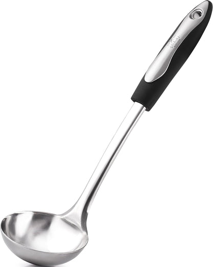 Premium Soup Ladle - 12" Stainless Steel with Non-Slip Silicone Handle1