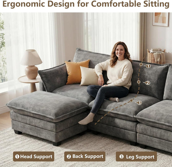 Modular Sectional Couch for Living Room, U Shaped Comfy Sofa6