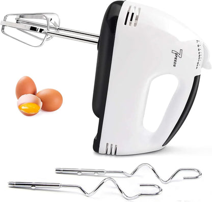 Electric Hand Mixer - 7 Adjustable Speed 180W Handheld Mixer Electric Whisk with 5 Stainless Steel Accessories, Turbo Boost/Self-Control Speed + Eject Button Food Beater for Cakes Eggs, Off-White1