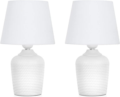 11.8’’ Small Table Lamps Set of 2 for Bedroom Kid’S Room Home Office, White | Cute & Unique, Perfect for Bedside Nightstand Desk Nursery Reading, Fabric Shade8