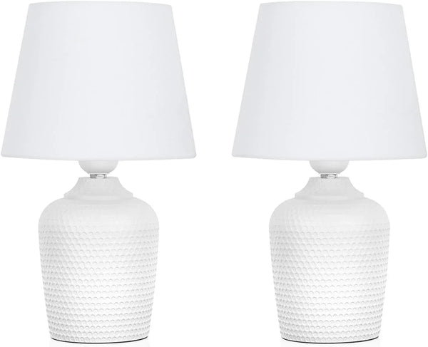 11.8’’ Small Table Lamps Set of 2 for Bedroom Kid’S Room Home Office, White | Cute & Unique, Perfect for Bedside Nightstand Desk Nursery Reading, Fabric Shade8