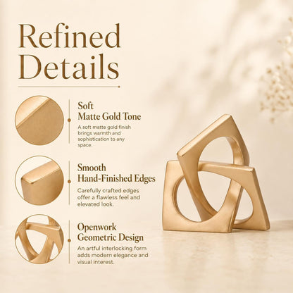 Gold Knot Statue for Coffee Table Centerpiece Decor,Modern Abstract Art Geometric Sculpture and Figurines, Home Decor Accent,Cube Knick Knacks for Shelves,Bookshelf,Entryway,Floating7