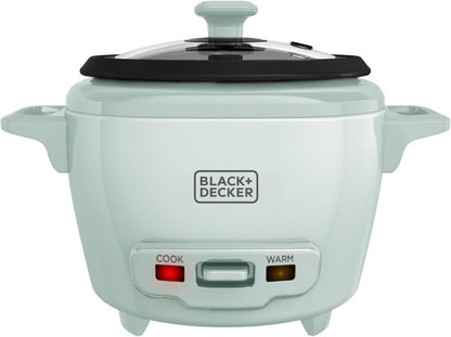 BLACK+DECKER 3-Cup Rice Cooker with Ceramic Pot, Surf Spray | Compact Rice Cooker with Ceramic Nonstick Pot, Automatic Keep Warm and One-Touch Operation.1