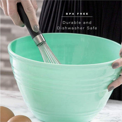 | Mixing Bowl Set with Lids | Versatile Plastic Bowls for Kitchen Mixing, Serving, and Storage - 4-Piece Mixing Bowl Set in Various Sizes | Space-Saving Nesting Design | Dishwasher Safe7
