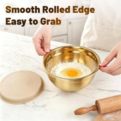 1.5 QT Stainless Steel Mixing Bowls with Lids, 2 Pack, Gold3