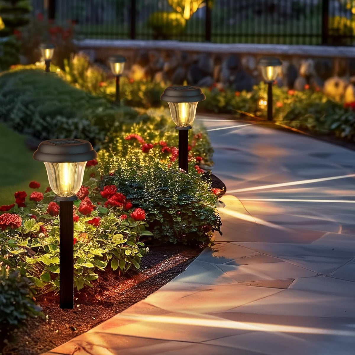 8-pack-solar-lights-outdoor-stainless-steel-glass-solar-pathway-lights-auto-on-off-long-lasting-waterproof-garden-lights-for-landscape-path-yard-driveway-walkway-decor-warm-white