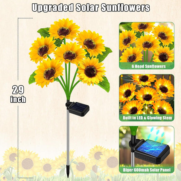 Solar Sunflower Lights 4 Pack 24 Flowers Gift for Mom4