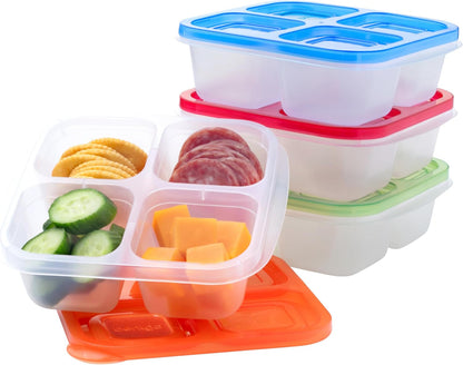 Bentgo Easyboxes 4-Compartment Snack Containers - 8-Piece Set with 4 Trays & 4 Custom-Fit Lids to Seal in Freshness - Reusable Food Storage & Meal Prep Bento Bpa-Free Containers (Classic 4-Pack)1