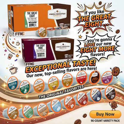 , the Great Eight, Flavored Coffee Pod Variety Pack Flavored K-Cup Pods for Keurig Brewers, Medium Roast, Kosher, 96 Count Loose Pack2
