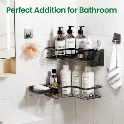 Adhesive Shower Caddy, 2 Pack Corner Bath Organizer, Rustproof Stainless Steel Shower Shelves with Large Capacity, No Drilling Shelves for Bathroom Storage, Home, Kitchen Décor7