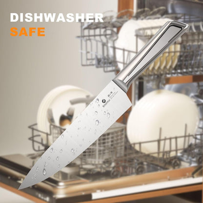G14 Japanese Kitchen Knife Set, Stainless Steel with Block, 14Pc | Built-In Sharpener, Nonslip Handle, Dishwasher Safe. 56HRC High-Carbon Steel, FSC Wood Block, Rust-Resistant. for Gifting.4
