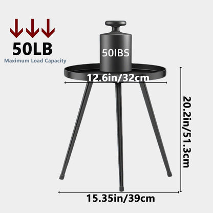Small round Side Table, Black Metal End Table Night Stand for Bedroom Living Room Office3