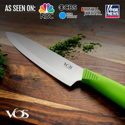 Ceramic Chef Knife 8 Inch with Protective Cover – Zirconia Ceramic Blade for Food Preparation – Lightweight Kitchen Knife (Green)6