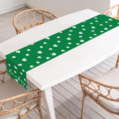 St. Patrick'S Day Linen Table Runner Valentine'S Day Table Runner Red Love and Green Lucky Shamrock Tables Decoration for Dinning Kitchen Home Party Decoration Supplies (13 X 72Inch)8