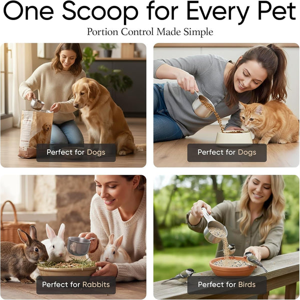 ¾ Cup Pet Food Scoop – Stainless Steel Dog Food Scoop Cup (12 Tbsp) – Heavy-Duty, Rust-Resistant Measuring Scoop for Dogs, Cats, Birds & Rabbits – Ideal for Dry Food & Treats5
