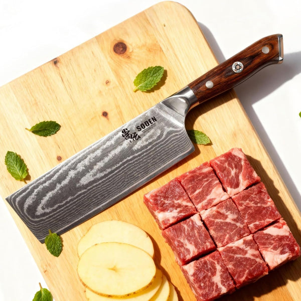 7" Meat Cleaver Knife VG-10 Damascus Steel7