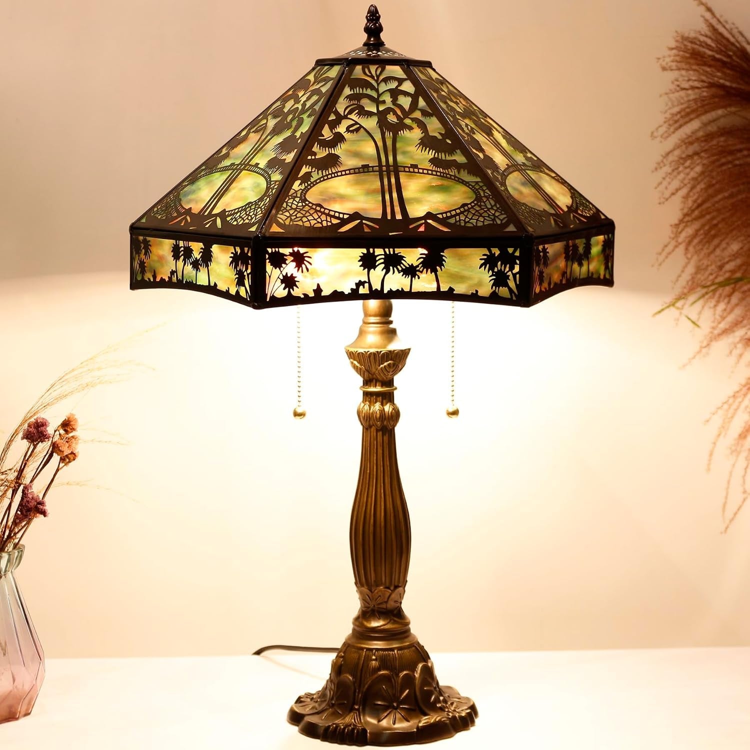 table-lamp-base-replacement-only-cw-6-5-h-24-inch-fit-for-12-14-16-18-inch-tiffany-style-stained-glass-lampshade-dark-bronze-finish-resin-pull-chain-switch
