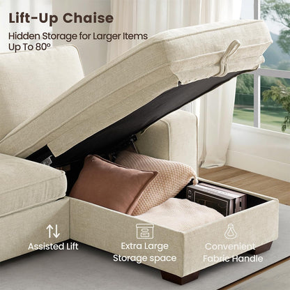 97" L-Shaped Sofa, Sectional Couch with Chaise Storage for Apartment3