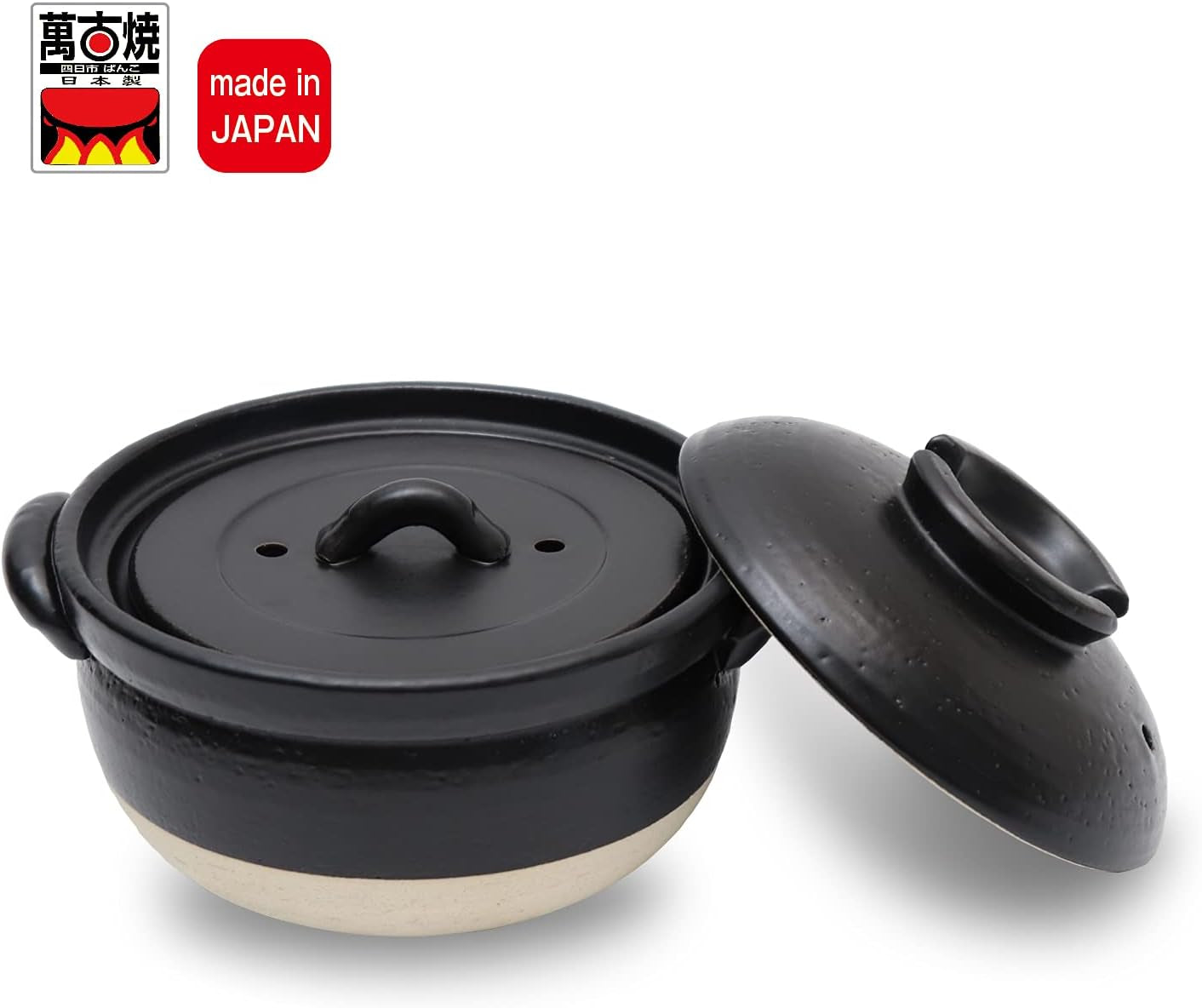 donabe-clay-rice-cooker-pot-casserole-japanese-style-made-in-japan-for-1-to-2-cups-with-double-lids-microwave-safe
