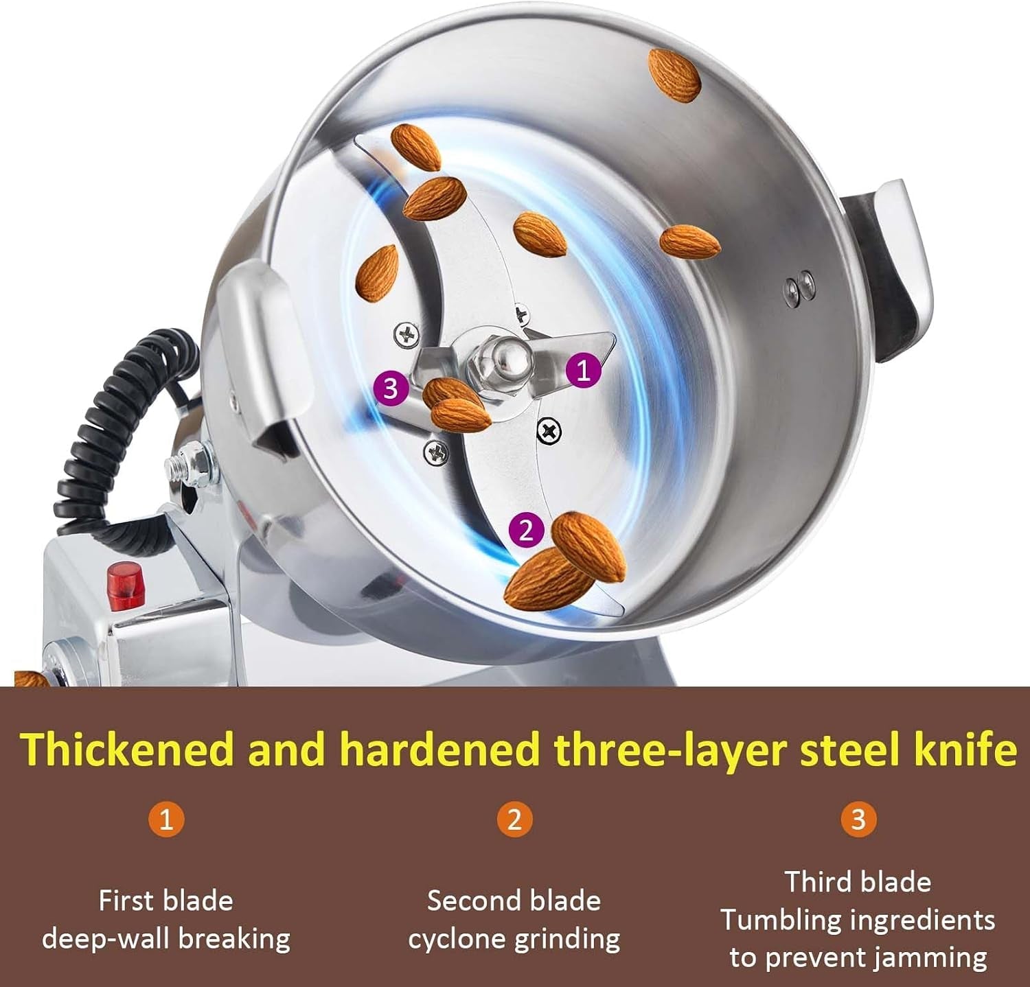 electric-grain-mill-grinder-2000w-dry-material-grinding-machine-800g-stainless-steel-pulverizer-36000r-min-high-speed-grain-mill-270-swingable-superfine-powder-for-home-and-commercial-800g