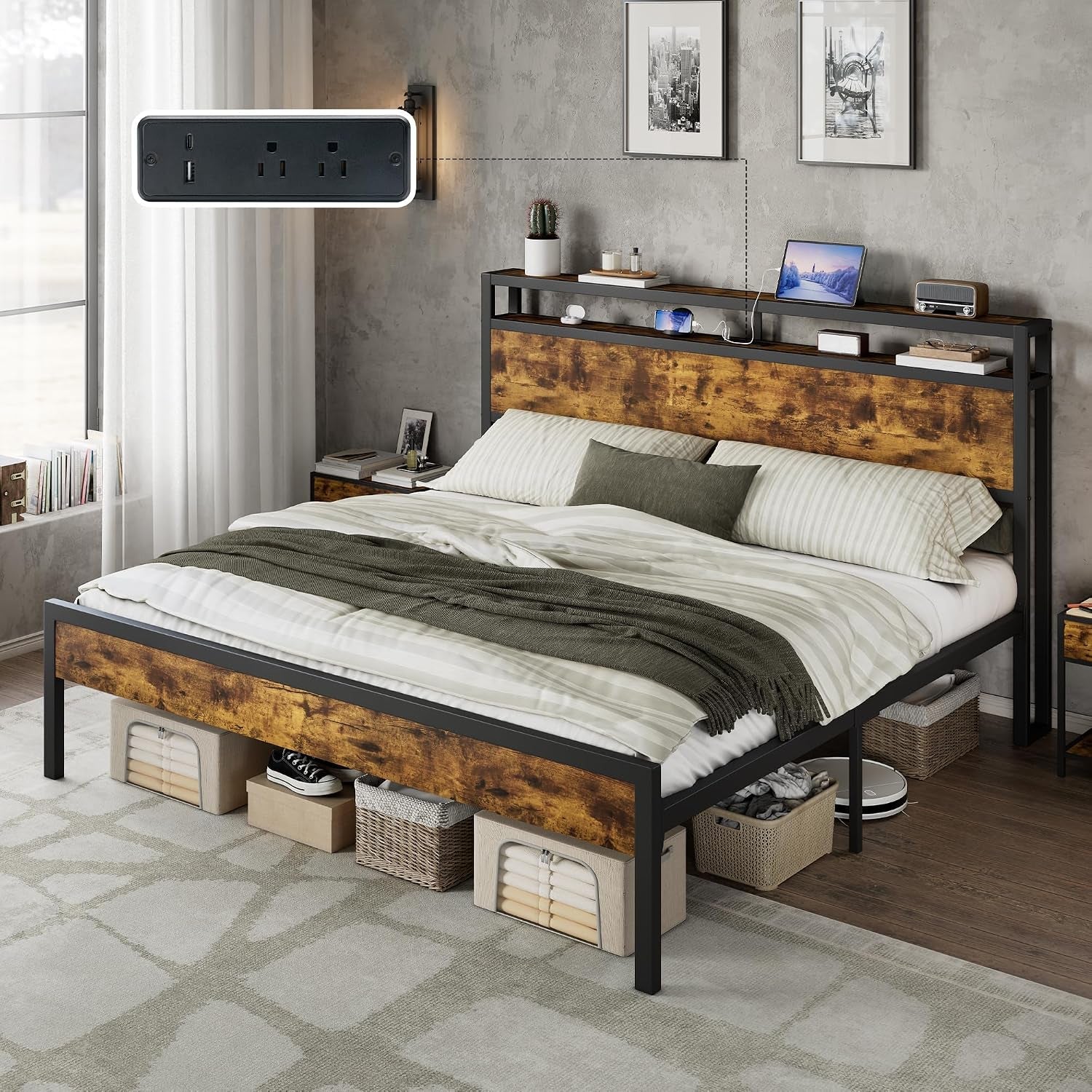 king-size-platform-bed-frame-with-charging-station