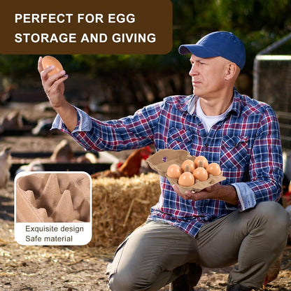 40 Pack Half Dozen Egg Cartons Bulk 6 Count, Empty Natural Paper Pulp Egg Cartons Reusable, Strong Sturdy Design Made from Natural Cardboard7