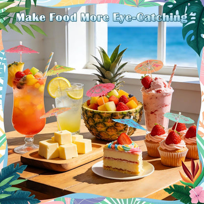 Cocktail Umbrellas for Drinks Garnish, Mini Paper Umbrellas Cocktail Picks | 4 Inch Tiny Umbrella Toothpicks, Fruit Sticks, Summer Tropical Hawaiian Luau Tiki Party Decorations, Bar Accessories, 54 PCS8