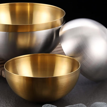 Stainless Steel Salad and Mixing Bowls Set of 2 - Nesting, Snacks, Serving for Cooking, Baking, Prepping - Small & Large 5.9 & 7.9 Inch (Gold)8
