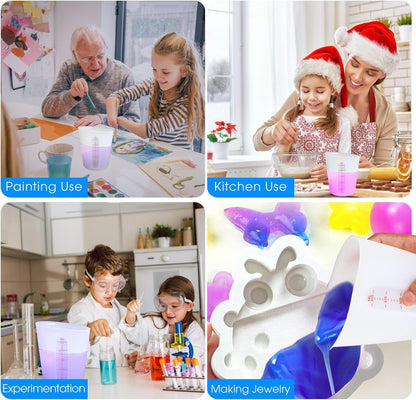 Silicone Measuring Cups (2 Cup + 1 Cup) Flexible Measure Melting Cups for Epoxy Resin Butter, Chocolate Squeeze Pour Baking Cup Dishwasher Safe BPA Free 500/250 ML with Marking Cup/Ounce8