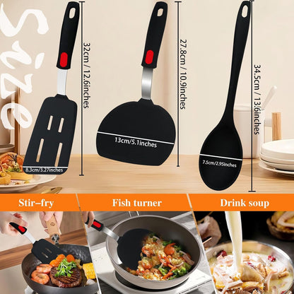 Spatula Set 6-Piece - Kitchen Utensils Set Cooking Stainless Steel Turner Set, 600°F Heat Resistant, Metal Spatulas for Griddle/Cast Iron & Nonstick Safe Silicone Tools for Egg, Pancake, Burger3