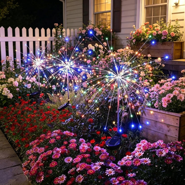 Solar Garden Lights Outdoor,Waterproof Garden, 2PC 200 LED Twinkling Firework Lights Decorative with 8 Modes,Decor for Yard Patio Pathway Lawn for Yard outside Fairy Decorative4